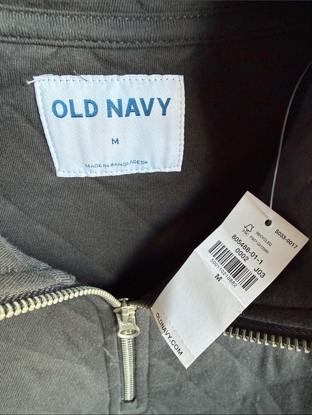 NWT Old Navy Men’s Quilted Half-Zip Pullover - Charcoal Gray - Picture 2 of 3